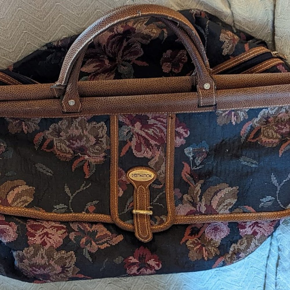 15% OFF  Vintage Floral Tapestry Duffel Bag  c 1980s